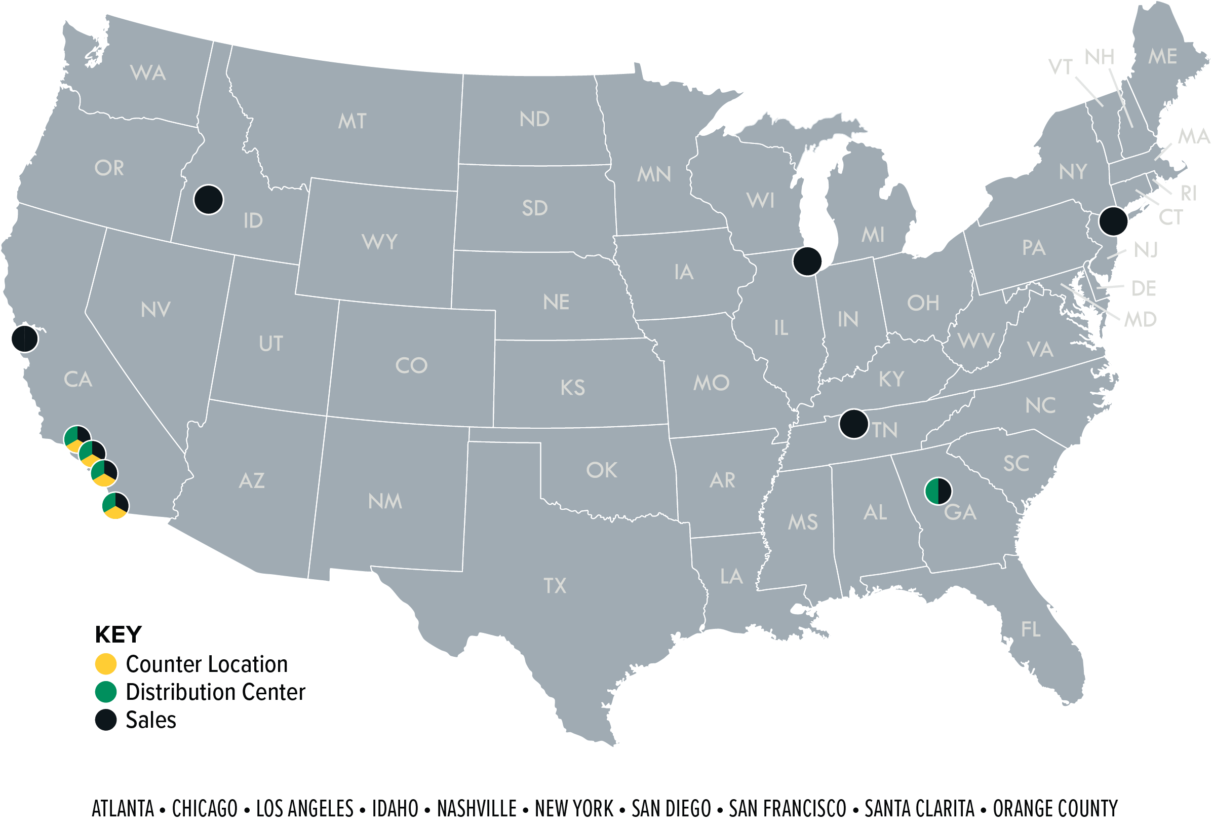 Image of Regency Supply locations map.